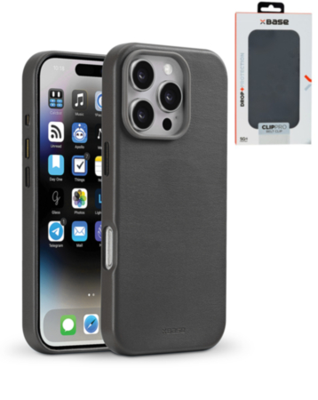 xBase by PowerPeak Leather Magsafe Case for iPhone 16 Pro - (BLACK) (Only Ground Shipping)