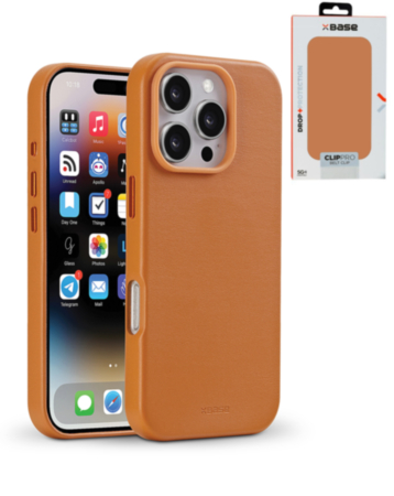 xBase by PowerPeak Leather Magsafe Case for iPhone 16 Pro - (BROWN) (Only Ground Shipping)