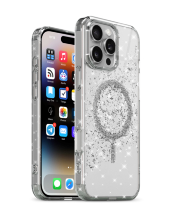 xBase by PowerPeak Sparkleline Series MagSafe Case (Silver Stripe) for iPhone 16 Pro Max (Only Ground Shipping)