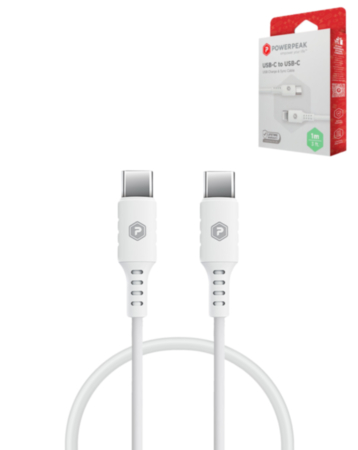 PowerPeak ECONOMY USB C-C Cable (WHITE) (3ft) (60W) (Only Ground Shipping)