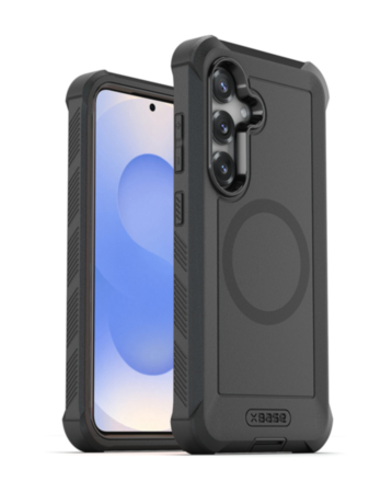 xBase by PowerPeak Boulder Heavy Duty MagSafe Co-Molded Rugged Protective Case (Black) for Galaxy S25 Plus (Only Ground Shipping)