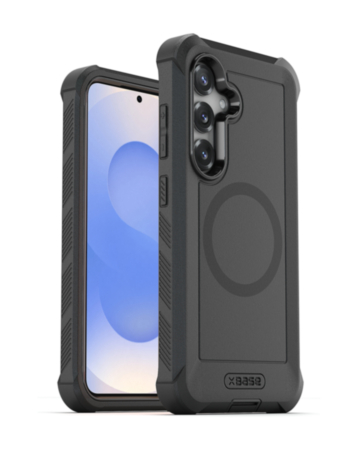 xBase by PowerPeak Boulder Heavy Duty MagSafe Co-Molded Rugged Protective Case with Belt Clip (Black) for Galaxy S25 Plus (Only Ground Shipping)