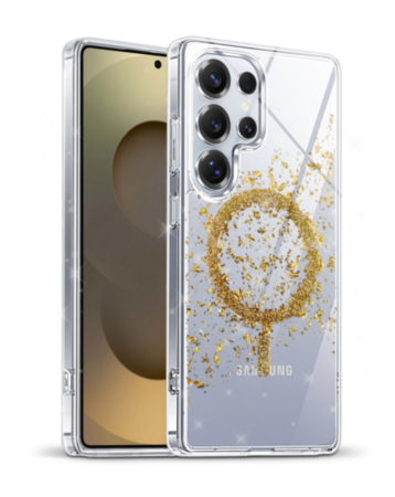 xBase by PowerPeak Sparkleline Series MagSafe Case (Gold Stripe) for Galaxy S25 Ultra (Only Ground Shipping)