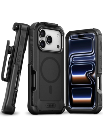 xBase Boulder MagSafe Heavy-Duty Case with Belt Clip - BLACK for iPhone 17 Pro (Only Ground Shipping)