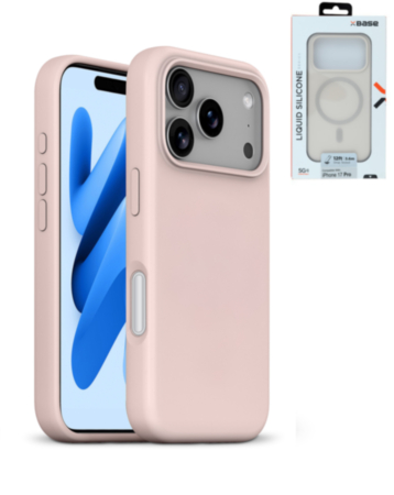 xBase by PowerPeak Liquid Silicone Gel/Rubber MagSafe for iPhone 17 Pro (PINK) (Only Ground Shipping)