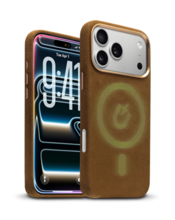 xBase by PowerPeak - Suede MagSafe Case for iPhone 17 Pro - (BROWN) (Only Ground Shipping)