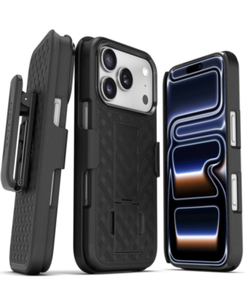 xBase by PowerPeak - Duraclip Series Combo Case MagSafe Belt Clip Holster - (BLACK) for iPhone 17 Pro (Only Ground Shipping)