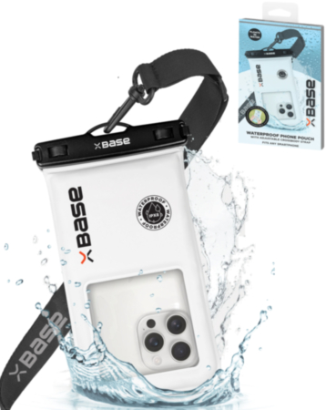 xBase by PowerPeak - Universal Waterproof Pouch with Crossbody Strap - (WHITE) (Only Ground Shipping)
