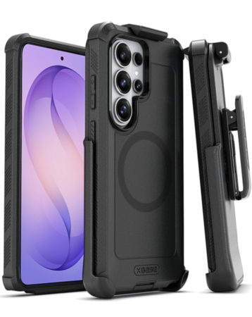 xBase by PowerPeak - Boulder Heavy-Duty MagSafe Co-Molded Rugged Protective Case w/ Belt Clip - (BLACK) for Galaxy S26 Ultra (Only Ground Shipping)