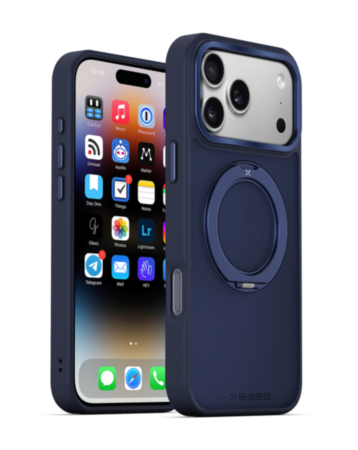 xBase by PowerPeak DuoHybrid with Kickstand MagSafe Protective Case (Navy Blue) for iPhone 17 Pro / 18 Pro (Only Ground Shipping)
