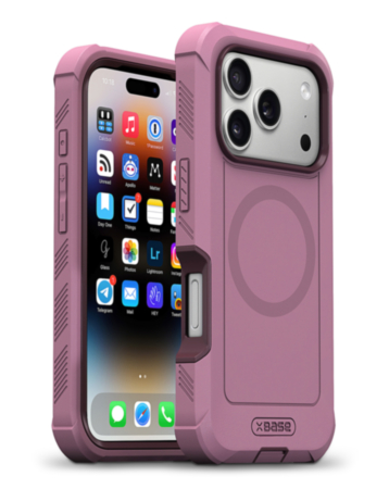 xBase by PowerPeak Boulder Heavy-Duty MagSafe Protective Case for iPhone 17 Pro Max / 18 Pro Max (Sugar Plum) (Only Ground Shipping)