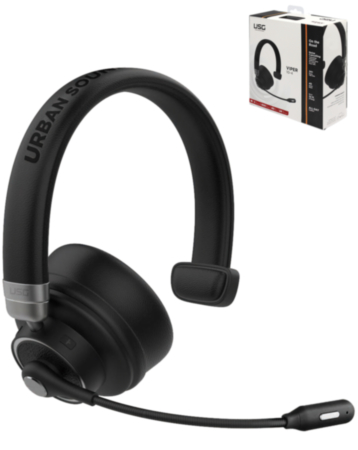 Urban by PowerPeak Sound Gear Viper Wireless Bluetooth Trucker / Office Headset (BLACK) (Only Ground Shipping)