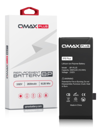 QMAX Plus Replacement Battery for iPhone 8 Plus (2691 mAh) (Only Ground Shipping)