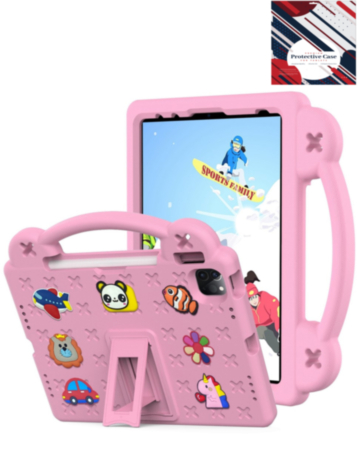 Shockproof Handle Case - PINK for iPad Air 6 / Air 7 / Air 13 (2024/2025) / Pro 13 (2024/2025) / Pro 12.9 (3rd/4th/5th/6th) (Only Ground Shipping)