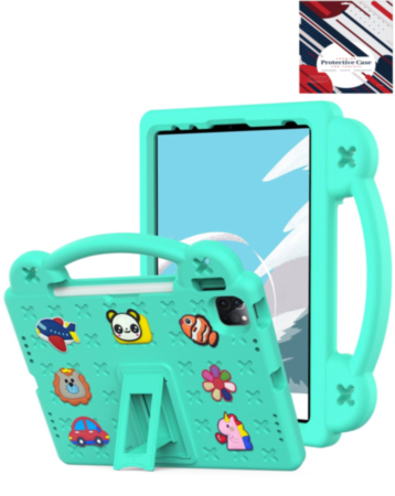 Shockproof Handle Case - GREEN for iPad Air 6 / Air 7 / Air 13 (2024/2025) / Pro 13 (2024/2025) / Pro 12.9 (3rd/4th/5th/6th) (Only Ground Shipping)
