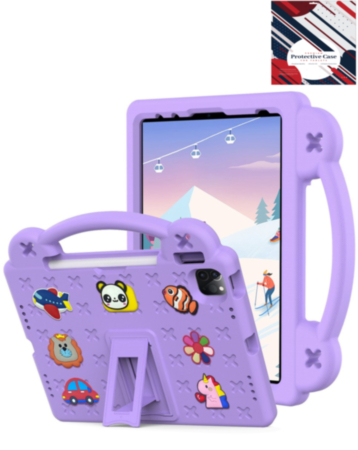 Shockproof Handle Case - PURPLE for iPad Air 6 / Air 7 / Air 13 (2024/2025) / Pro 13 (2024/2025) / Pro 12.9 (3rd/4th/5th/6th) (Only Ground Shipping)