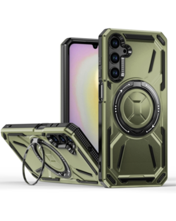 Full-Body Rugged Shockproof Case with Built-in Ring Holder - GREEN for Galaxy A15 (Only Ground Shipping)