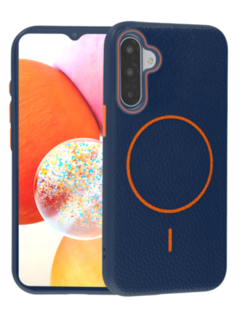 Magnetic Leather Soft Cases - BLUE & ORANGE for Galaxy A17 (Only Ground Shipping)