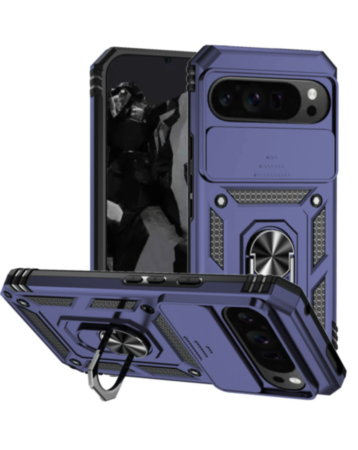 Dual Layers Hybrid Case (Blue) for Google Pixel 9 / 10 / 11 / 9 Pro / 10 Pro / 11 Pro with Metal Ring and Camera Protector (Only Ground Shipping)