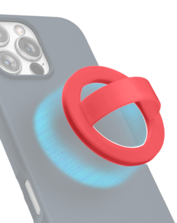 Silicone Magnetic Mount 360 Rotation Finger Smartphone Stand -RED (Only Ground Shipping)