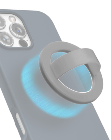 Silicone Magnetic Mount 360 Rotation Finger Smartphone Stand -GRAY (Only Ground Shipping)