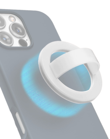 Silicone Magnetic Mount 360 Rotation Finger Smartphone Stand -WHITE (Only Ground Shipping)