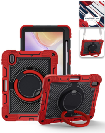 Multi-Functional Rugged Swivel Stand Case with Shoulder Strap (RED) for iPad 10 2022 (10.9") / iPad 11 (A16) (Only Ground Shipping)