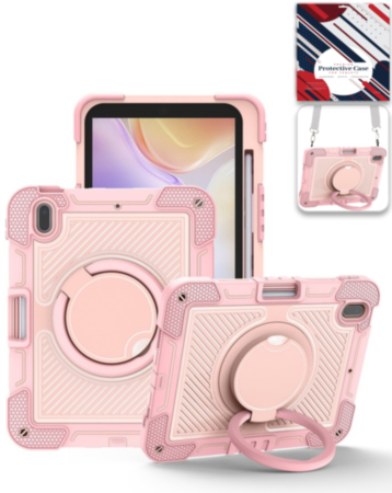 Multi-Functional Rugged Swivel Stand Case with Shoulder Strap (PINK) for iPad 10 2022 (10.9") / iPad 11 (A16) (Only Ground Shipping)
