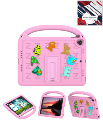 Shockproof Handle Case with Charms (PINK) for iPad 10.2" (7th / 8th / 9th) (Only Ground Shipping)