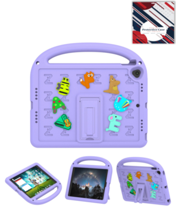 Shockproof Handle Case with Charms (PURPLE) for iPad 10.2" (7th / 8th / 9th) (Only Ground Shipping)