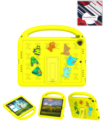 Shockproof Handle Case with Charms (YELLOW) for iPad 10.2" (7th / 8th / 9th) (Only Ground Shipping)