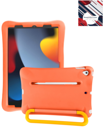 Kids Shockproof Tablet Case with Rotating Handle Stand (ORANGE) for iPad 10.2" (7th / 8th / 9th) / Air 3 / Pro 10.5 (Only Ground Shipping)