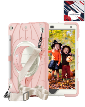 Rugged Tablet Case with Rotating Stand & Shoulder Strap (PINK) for iPad 10.2" (7th / 8th / 9th) (Only Ground Shipping)