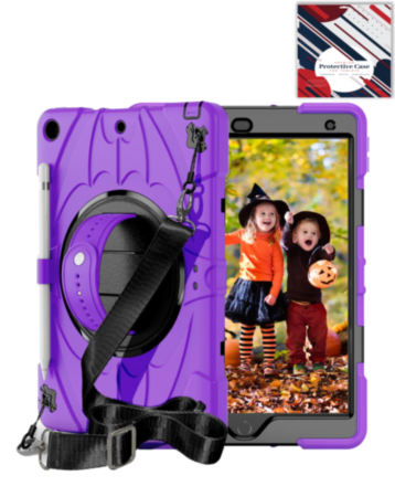 Rugged Tablet Case with Rotating Stand & Shoulder Strap (PURPLE) for iPad 10.2" (7th / 8th / 9th) (Only Ground Shipping)