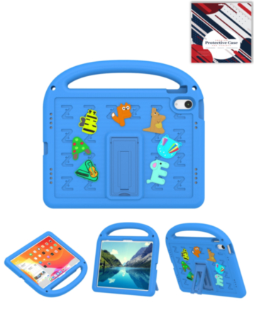 Shockproof Handle Case with Charms (BLUE) for iPad 10 2022 (10.9") / iPad 11 (A16) (Only Ground Shipping)