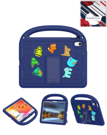 Shockproof Handle Case with Charms (NAVY BLUE) for iPad 10 2022 (10.9") / iPad 11 (A16) (Only Ground Shipping)