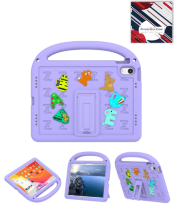 Shockproof Handle Case with Charms (PURPLE) for iPad 10 2022 (10.9") / iPad 11 (A16) (Only Ground Shipping)