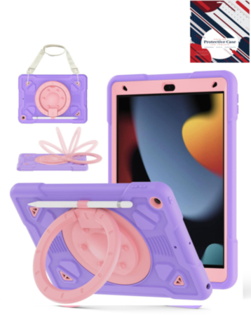 Shockproof Heavy Duty Stand Case with Pen Slot - PURPLE & PINK for iPad 10.2" (7th / 8th / 9th) / Air 3 / Pro 10.5 (Only Ground Shipping)