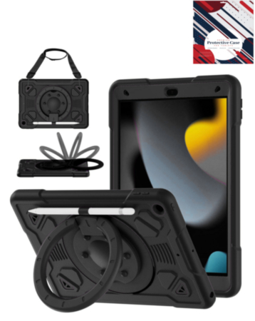 Shockproof Heavy Duty Stand Case with Pen Slot - BLACK for iPad 10.2" (7th / 8th / 9th) / Air 3 / Pro 10.5 (Only Ground Shipping)