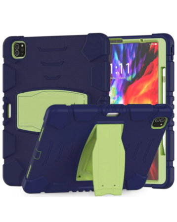 Full Body Protection Stand Case - NAVY BLUE / GREEN for iPad Pro 13 (7th / 2024) (Only Ground Shipping)