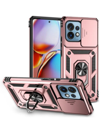 Motorola Edge+ 2023 Dual Layers Hybrid Case with Metal Ring And Camera Protector - ROSE GOLD (Only Ground Shipping)