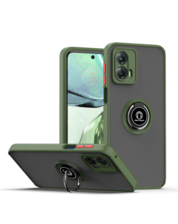 Moto Edge+ (2023) Hard PC Rear / Soft TPU Colorful Border Case with I-ring Holder - DARK GREEN (Only Ground Shipping)