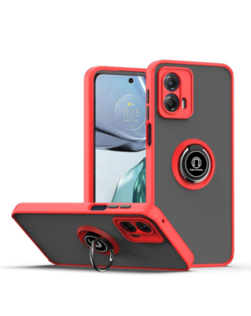 Moto Edge+ (2023) Hard PC Rear / Soft TPU Colorful Border Case with I-ring Holder - RED (Only Ground Shipping)