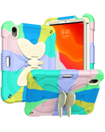 Protective Butterfly Stand Desing Case - COLORFUL GREEN for iPad Mini 6 / 7 (A17 Pro) (Only Ground Shipping)