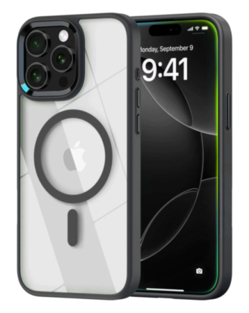 Shiny Magnetic Clear Cases (BLACK) for iPhone 12/12 PRO (Only Ground Shipping)