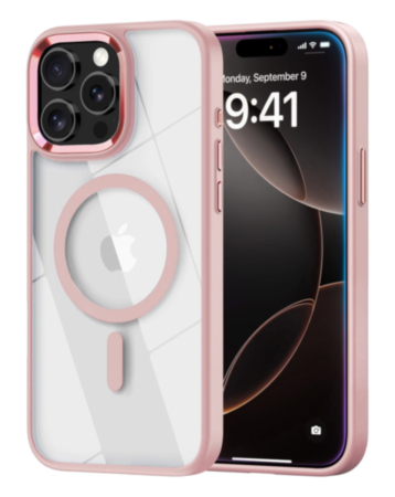 Shiny Magnetic Clear Cases - PINK for iPhone 12 / 12 Pro (Only Ground Shipping)