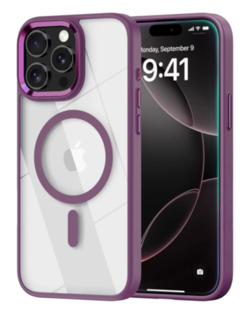 Shiny Magnetic Clear Cases - PURPLE for iPhone 12 / 12 Pro (Only Ground Shipping)