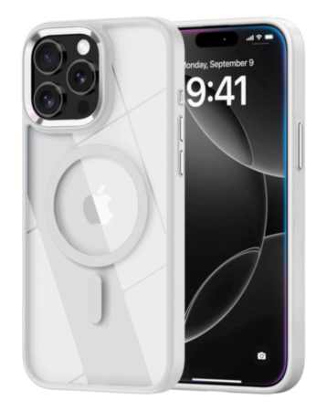 Shiny Magnetic Clear Cases (WHITE) for iPhone 12/12 PRO (Only Ground Shipping)