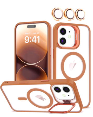 Transpalet Silicone case & Camera stand with Camera Lens - ORANGE for iPhone 12 / 12 Pro (Only Ground Shipping)