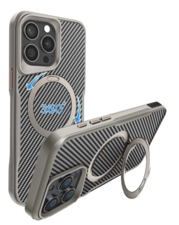 Premium Quality Magnetic Protective Case with 360 Rotating Ring Stand for iPhone 12 / 12 Pro (SILVER) (Only Ground Shipping)